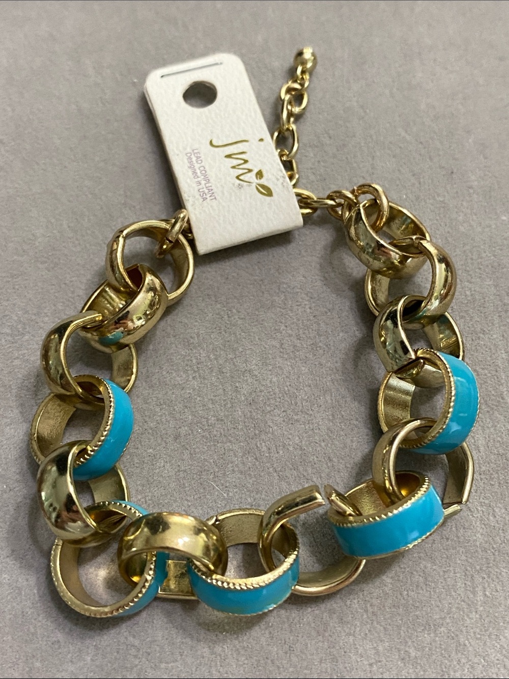 Jules & Leopold Gold Chain Bracelet with Turquoise Accents